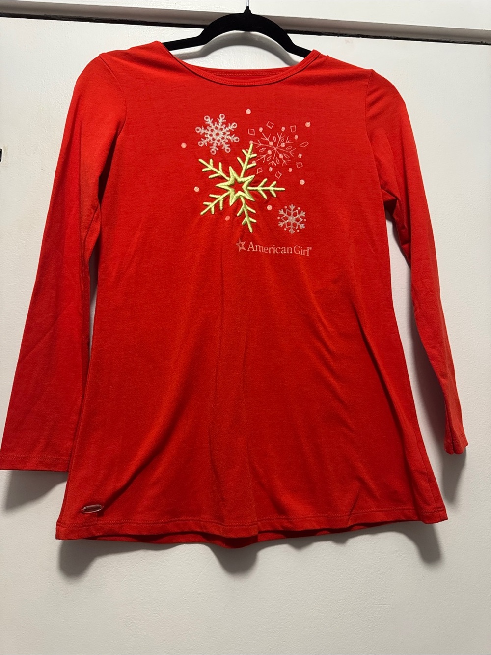 American Girl Red Long Sleeve Snowflake Tee